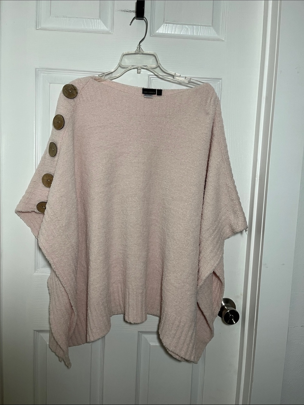 Coco + Carmen Blush Fluffy Knit Poncho